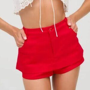 For Love and Lemons Red Lipstick Denim Mini Skort